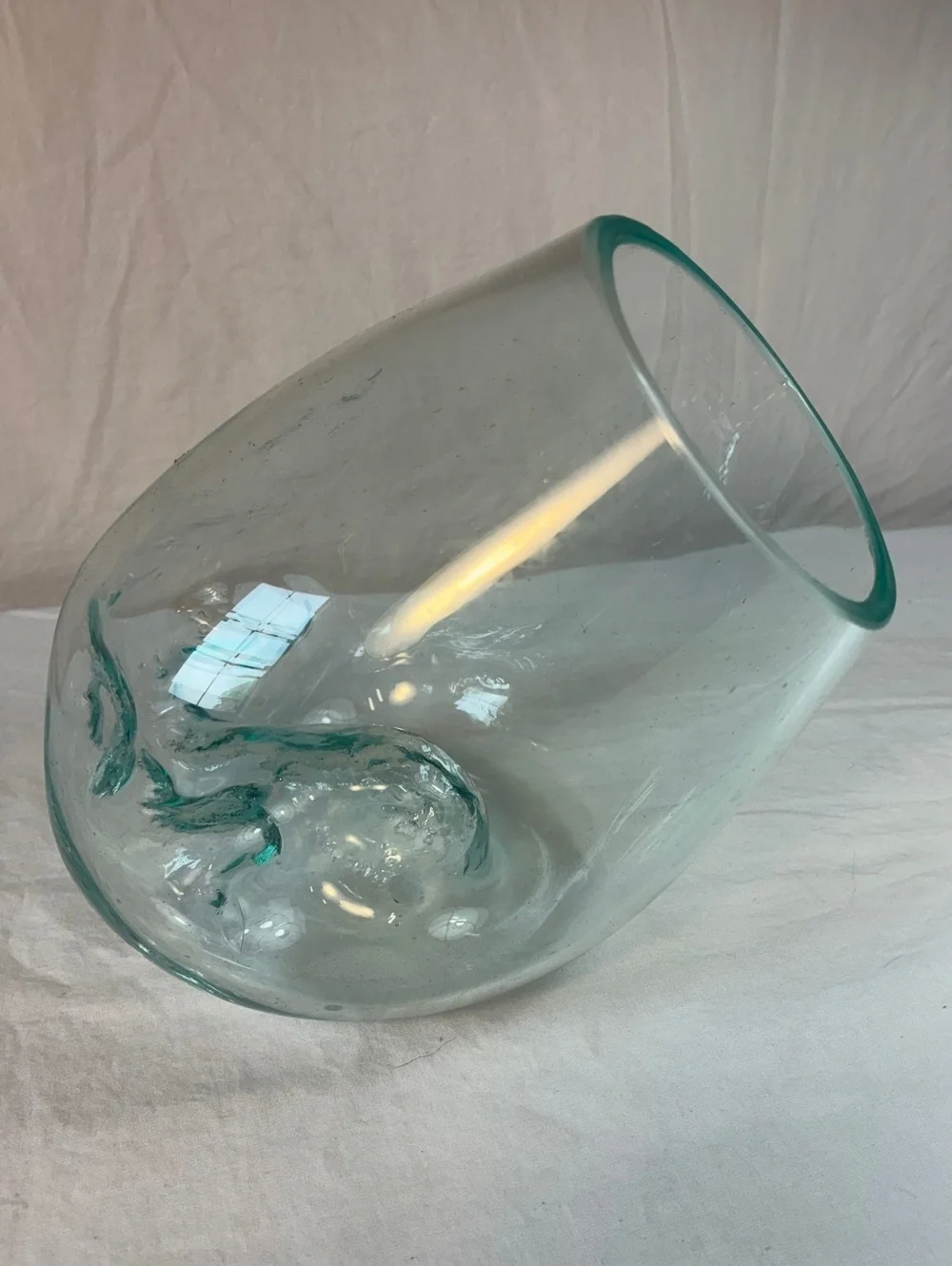 Hand-Blown Tilted Glass Vase